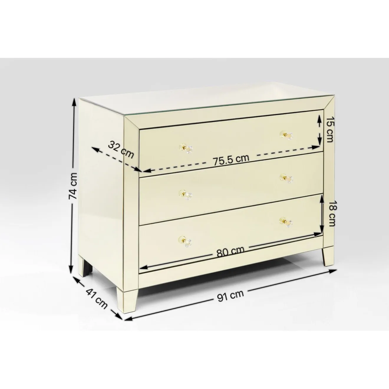 KARE Design Commodes|Commode Luxury Champagne,3-Tiroirs