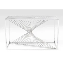 KARE Design Consoles|Console Laser Argente-Verre Clair 120X40