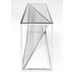 KARE Design Consoles|Console Laser Argente-Verre Clair 120X40