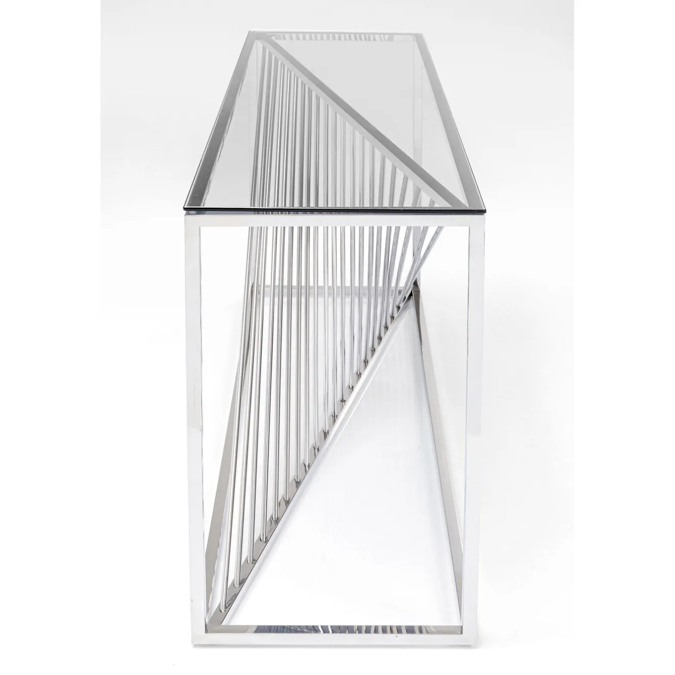 KARE Design Consoles|Console Laser Argente-Verre Clair 120X40