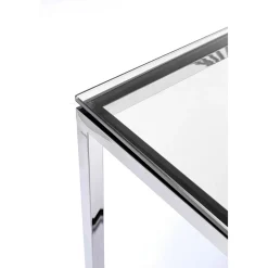 KARE Design Consoles|Console Laser Argente-Verre Clair 120X40