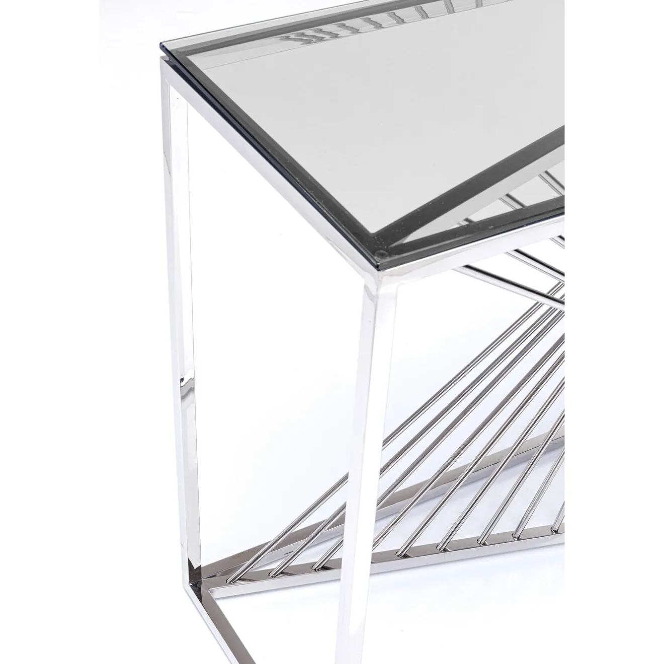 KARE Design Consoles|Console Laser Argente-Verre Clair 120X40