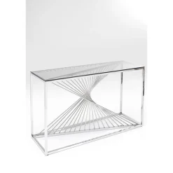 KARE Design Consoles|Console Laser Argente-Verre Clair 120X40
