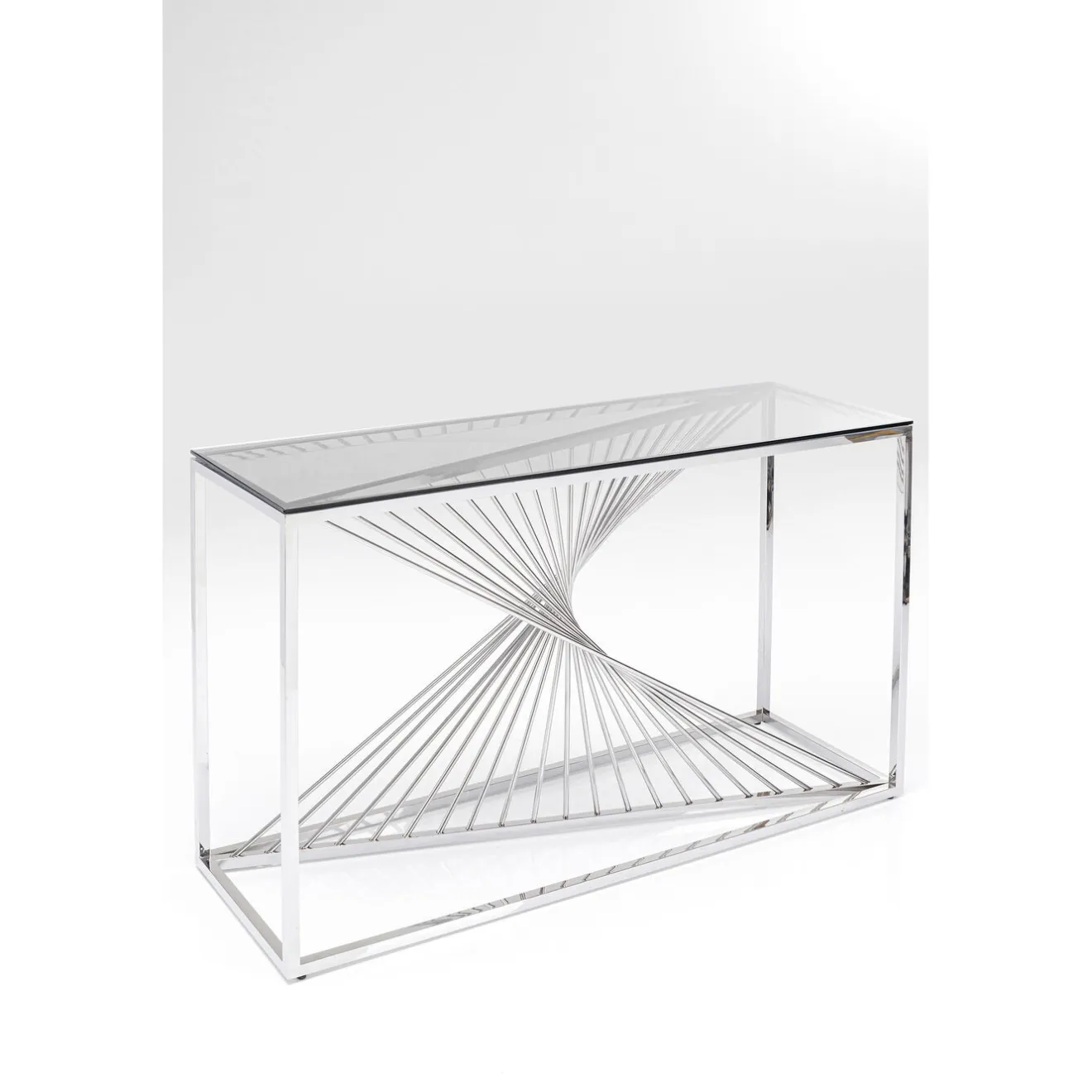 KARE Design Consoles|Console Laser Argente-Verre Clair 120X40