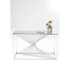 KARE Design Consoles|Console Laser Argente-Verre Clair 120X40