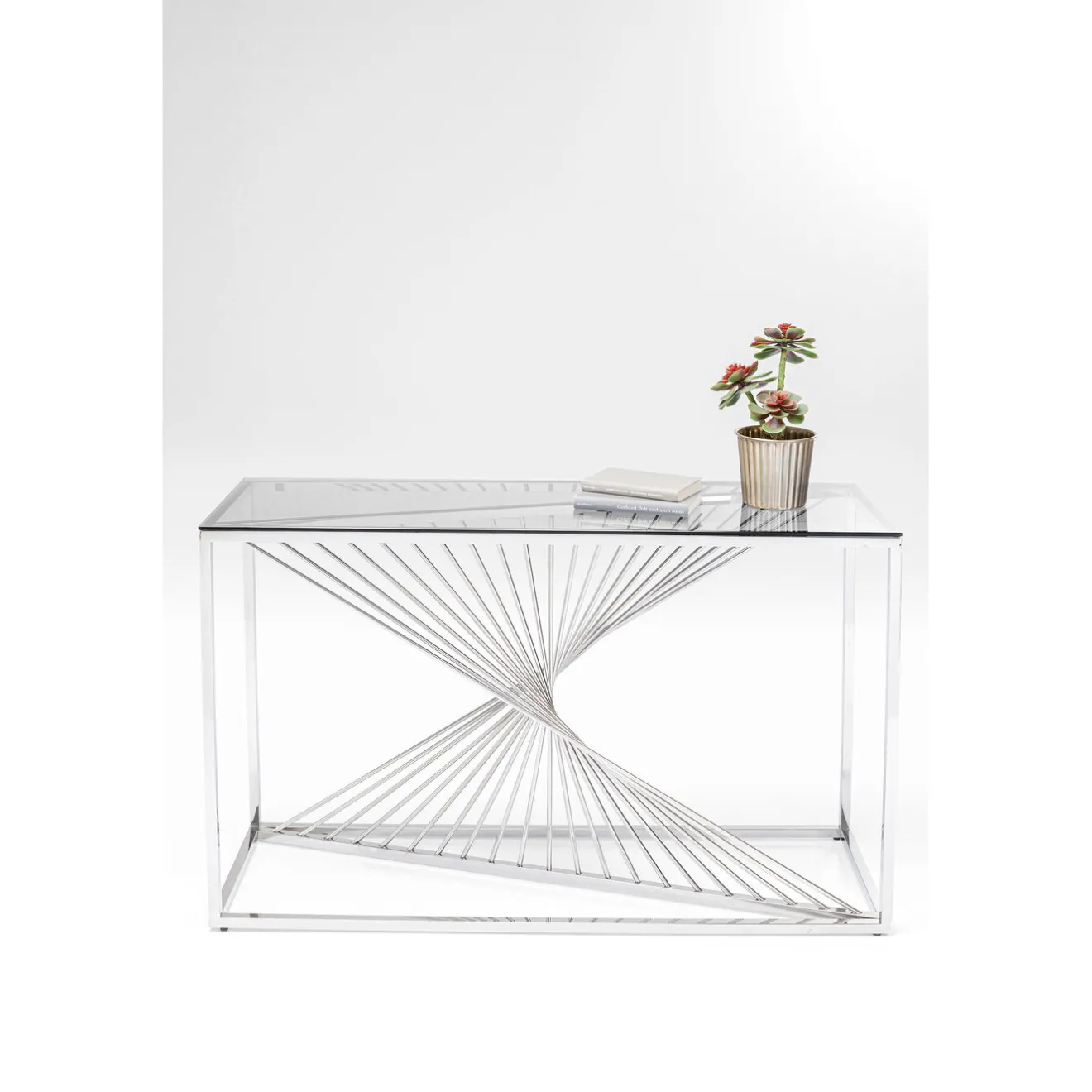 KARE Design Consoles|Console Laser Argente-Verre Clair 120X40
