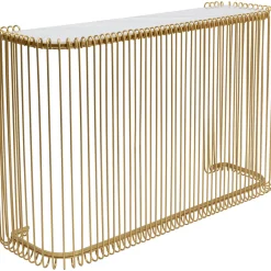 KARE Design Consoles|Console Wire Verre Marbre Dore 142X89Cm