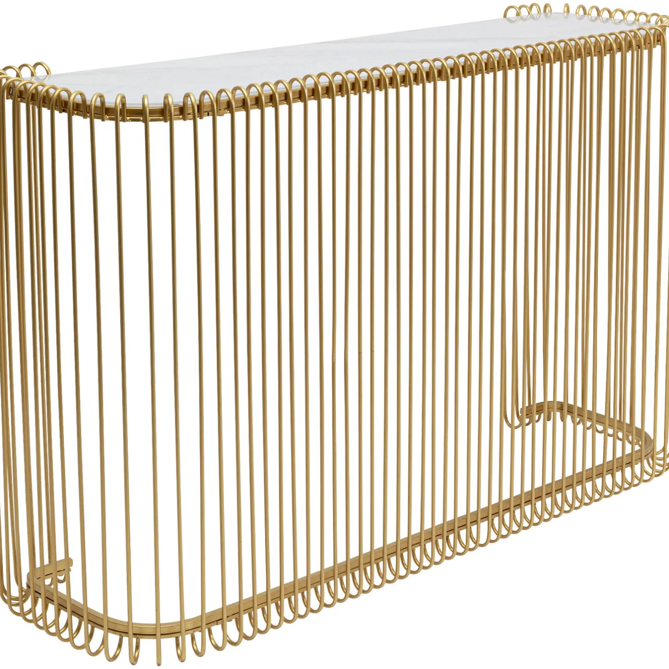 KARE Design Consoles|Console Wire Verre Marbre Dore 142X89Cm