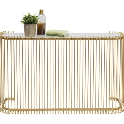 KARE Design Consoles|Console Wire Verre Marbre Dore 142X89Cm