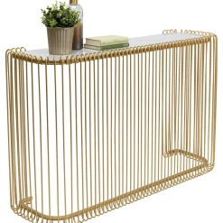 KARE Design Consoles|Console Wire Verre Marbre Dore 142X89Cm
