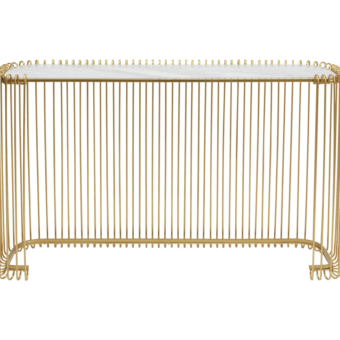 KARE Design Consoles|Console Wire Verre Marbre Dore 142X89Cm