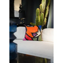 KARE Design Coussins Avec Garnissage|Coussin Abstract Lady Face 40X40Cm