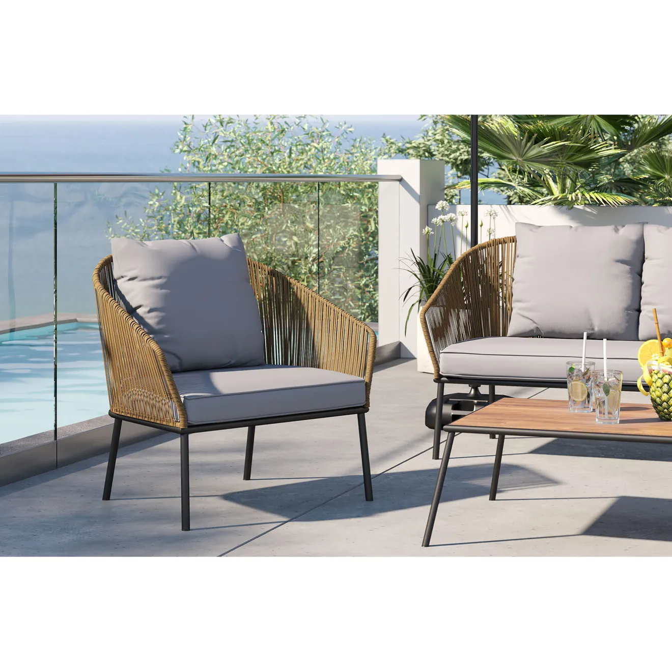 KARE Design Mobilier Lounge|Ensemble De Sieges Elba Nature Cinque (4-Pcs)