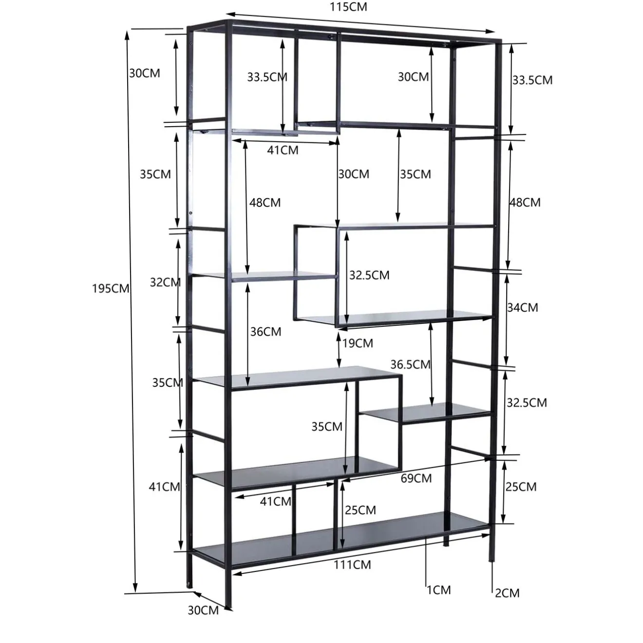 KARE Design Etagères De Séparation|Etagere Loft Noir 115X195Cm