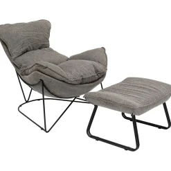 KARE Design Fauteuils Relax|Fauteuil Avec Repose-Pied Snuggle Gris (2/Parts)