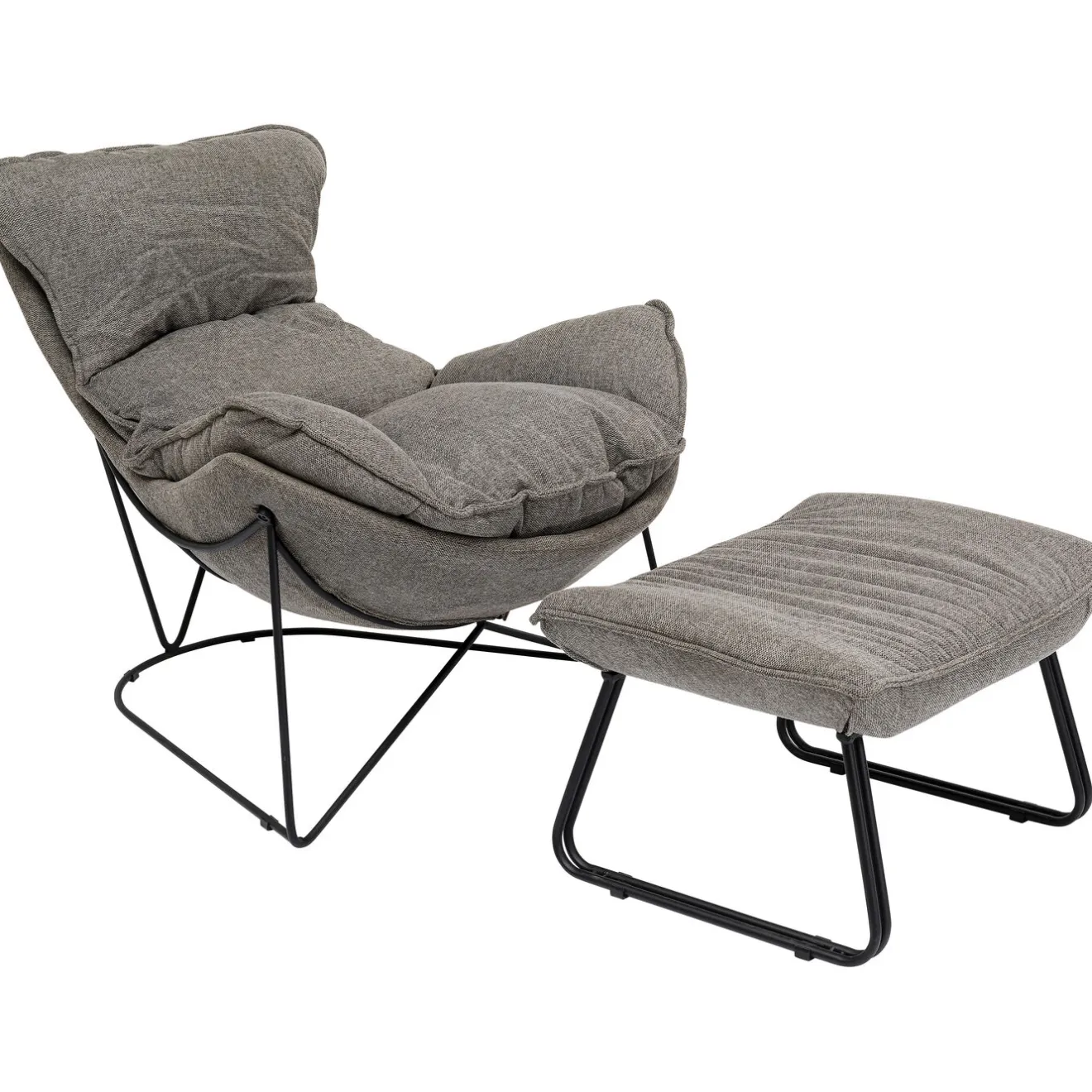 KARE Design Fauteuils Relax|Fauteuil Avec Repose-Pied Snuggle Gris (2/Parts)