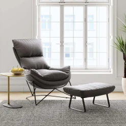 KARE Design Fauteuils Relax|Fauteuil Avec Repose-Pied Snuggle Gris (2/Parts)