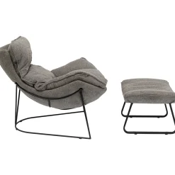 KARE Design Fauteuils Relax|Fauteuil Avec Repose-Pied Snuggle Gris (2/Parts)