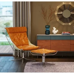 KARE Design Fauteuils Relax|Fauteuil Avec Tabouret Washington Marron