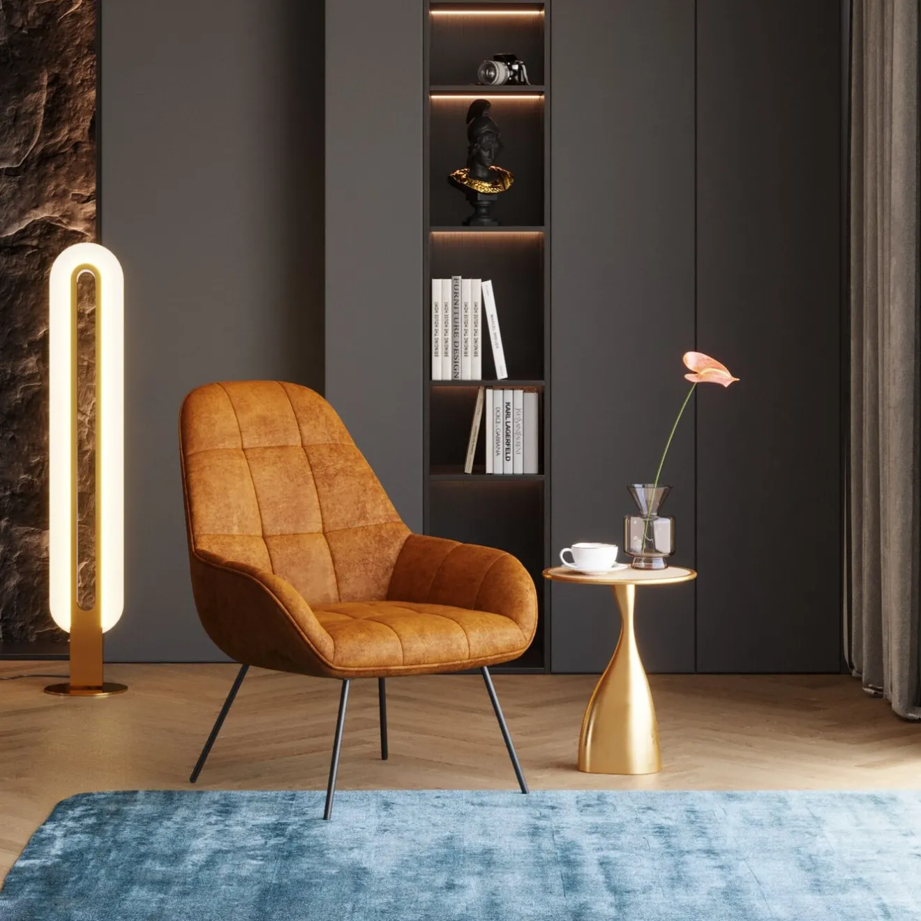 KARE Design Autres Fauteuils|Fauteuil Dave Ambre