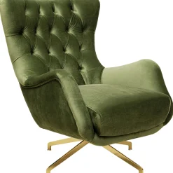 KARE Design Fauteuils Pivotants|Fauteuil Pivotant Bellissima Velours Vert