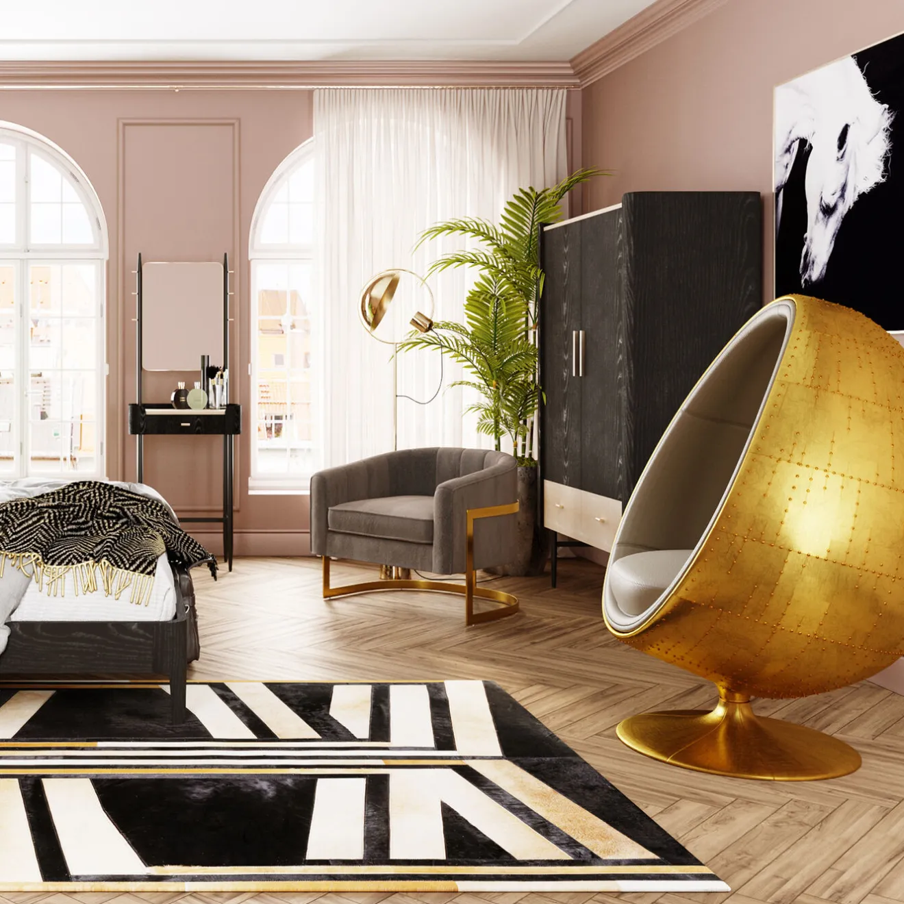 KARE Design Fauteuils Pivotants|Fauteuil Pivotant Eye Ball Laiton