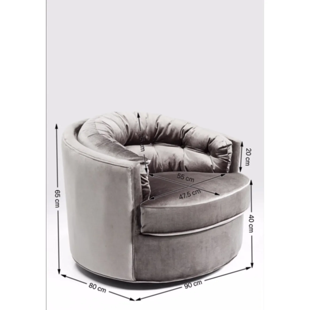 KARE Design Fauteuils Pivotants|Fauteuil Pivotant Music Hall Gris