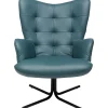 KARE Design Fauteuils Pivotants|Fauteuil Pivotant Oscar Cuir Bleu