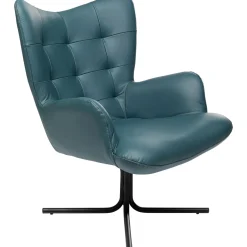 KARE Design Fauteuils Pivotants|Fauteuil Pivotant Oscar Cuir Bleu