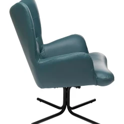 KARE Design Fauteuils Pivotants|Fauteuil Pivotant Oscar Cuir Bleu