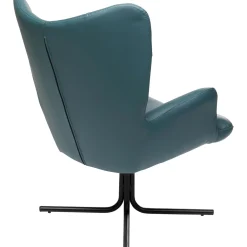 KARE Design Fauteuils Pivotants|Fauteuil Pivotant Oscar Cuir Bleu