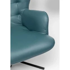 KARE Design Fauteuils Pivotants|Fauteuil Pivotant Oscar Cuir Bleu