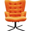 KARE Design Fauteuils Pivotants|Fauteuil Pivotant Oscar Velours Orange
