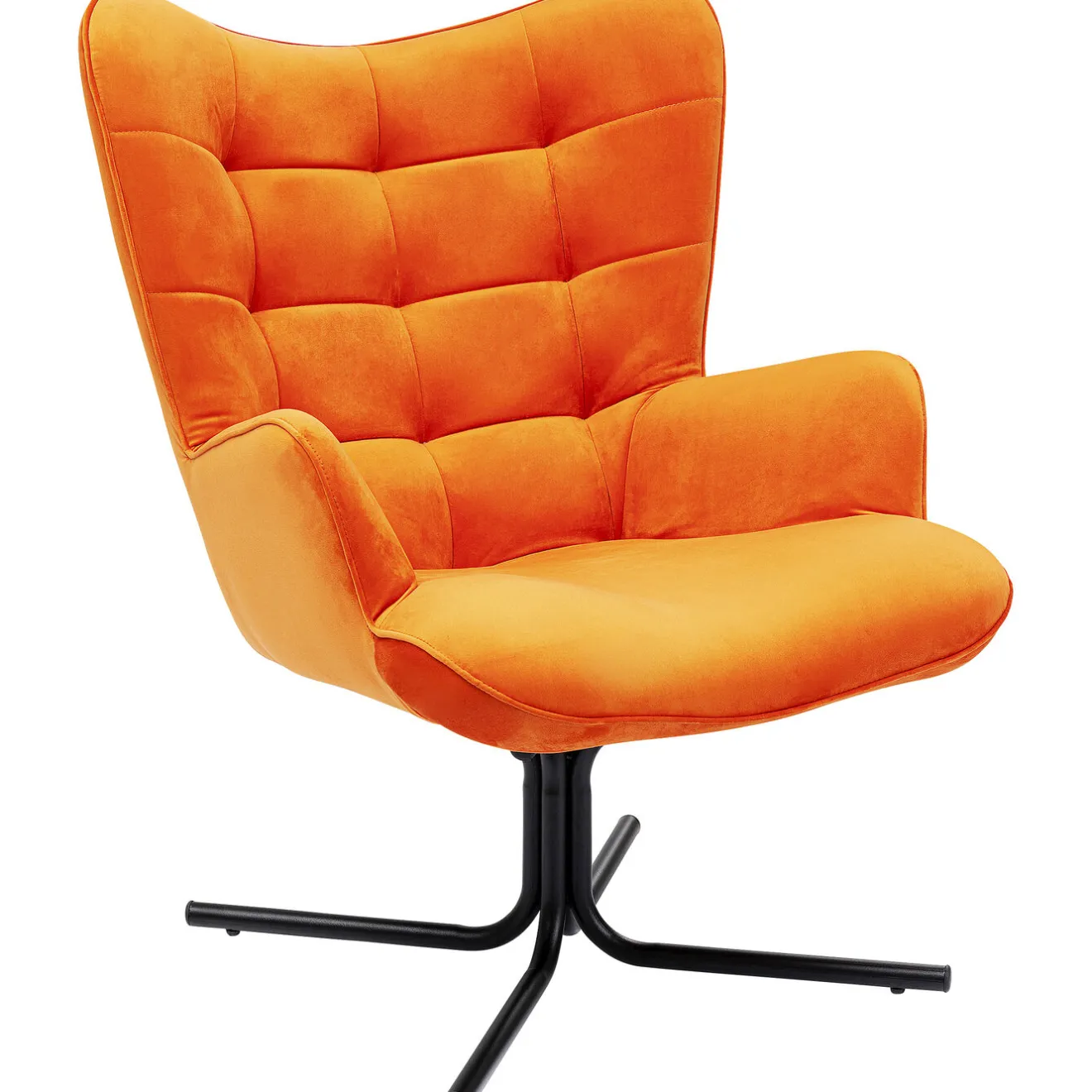 KARE Design Fauteuils Pivotants|Fauteuil Pivotant Oscar Velours Orange