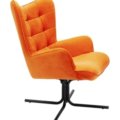 KARE Design Fauteuils Pivotants|Fauteuil Pivotant Oscar Velours Orange