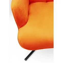 KARE Design Fauteuils Pivotants|Fauteuil Pivotant Oscar Velours Orange