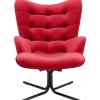 KARE Design Fauteuils Pivotants|Fauteuil Pivotant Oscar Velours Rouge