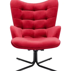 KARE Design Fauteuils Pivotants|Fauteuil Pivotant Oscar Velours Rouge