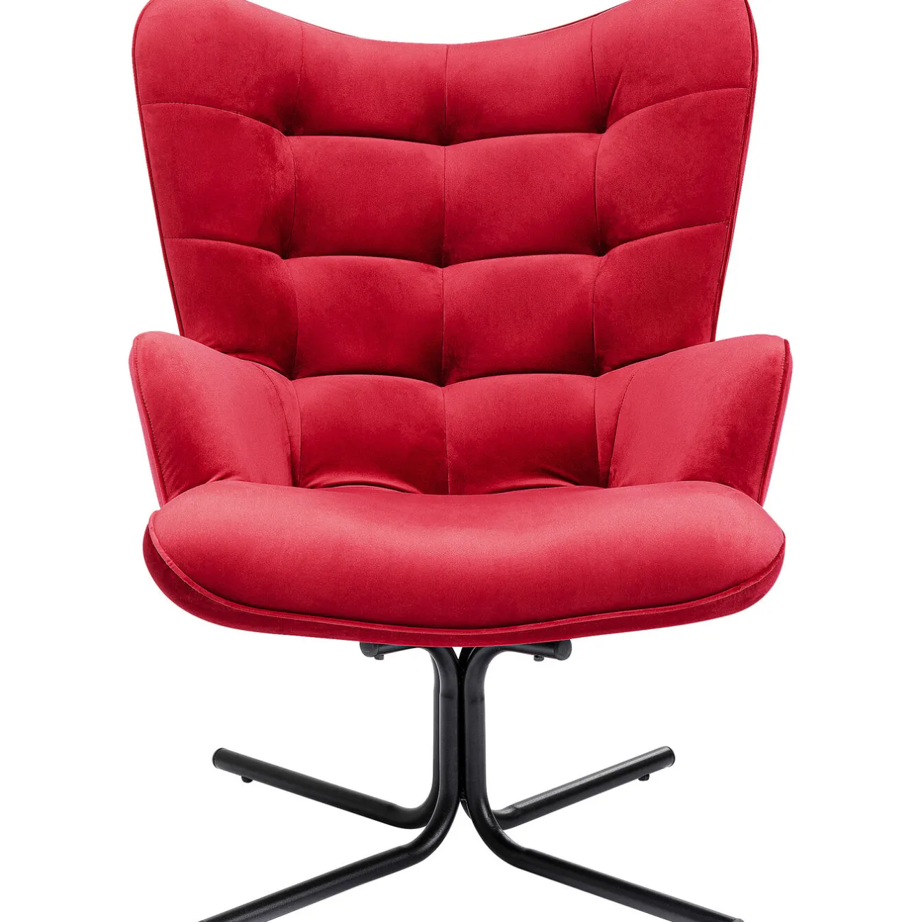 KARE Design Fauteuils Pivotants|Fauteuil Pivotant Oscar Velours Rouge