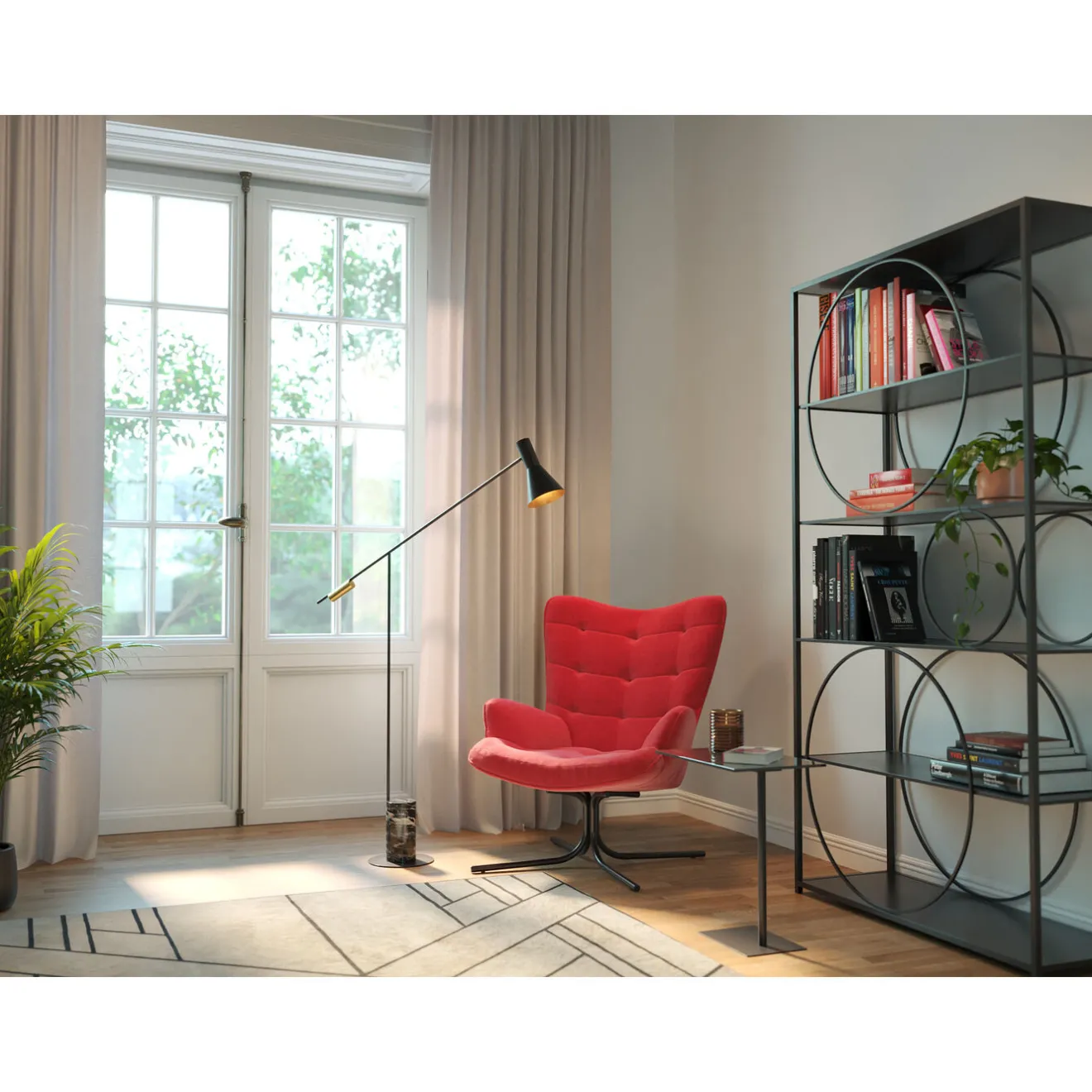KARE Design Fauteuils Pivotants|Fauteuil Pivotant Oscar Velours Rouge