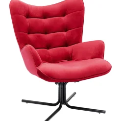KARE Design Fauteuils Pivotants|Fauteuil Pivotant Oscar Velours Rouge