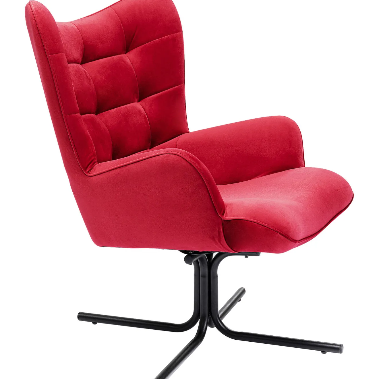 KARE Design Fauteuils Pivotants|Fauteuil Pivotant Oscar Velours Rouge