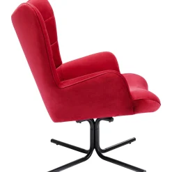 KARE Design Fauteuils Pivotants|Fauteuil Pivotant Oscar Velours Rouge