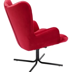 KARE Design Fauteuils Pivotants|Fauteuil Pivotant Oscar Velours Rouge