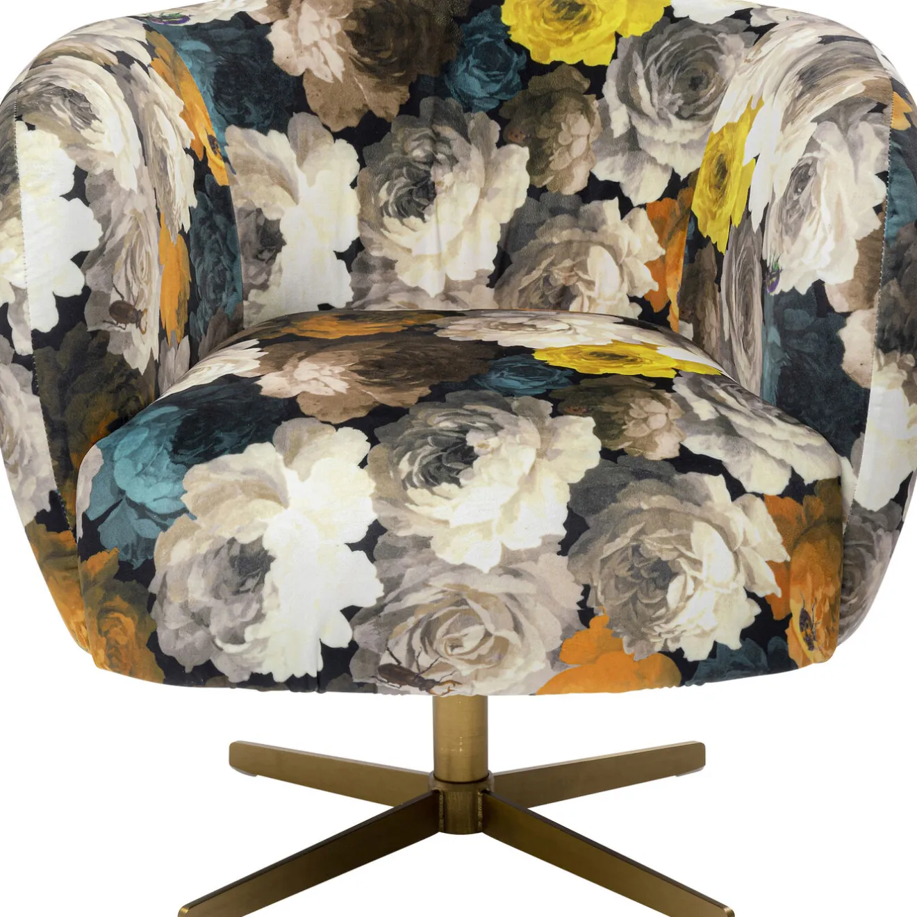 KARE Design Fauteuils Pivotants|Fauteuil Pivotant Peony Flower Jaune