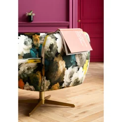 KARE Design Fauteuils Pivotants|Fauteuil Pivotant Peony Flower Jaune