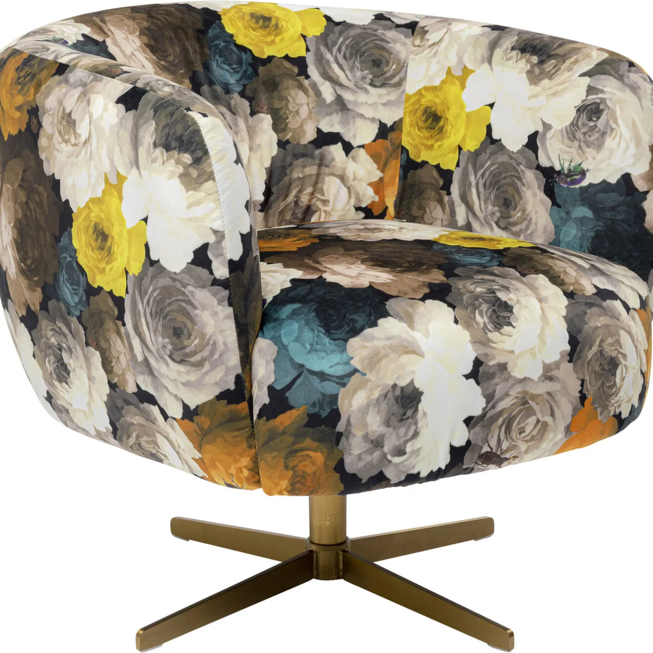 KARE Design Fauteuils Pivotants|Fauteuil Pivotant Peony Flower Jaune