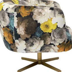 KARE Design Fauteuils Pivotants|Fauteuil Pivotant Peony Flower Jaune