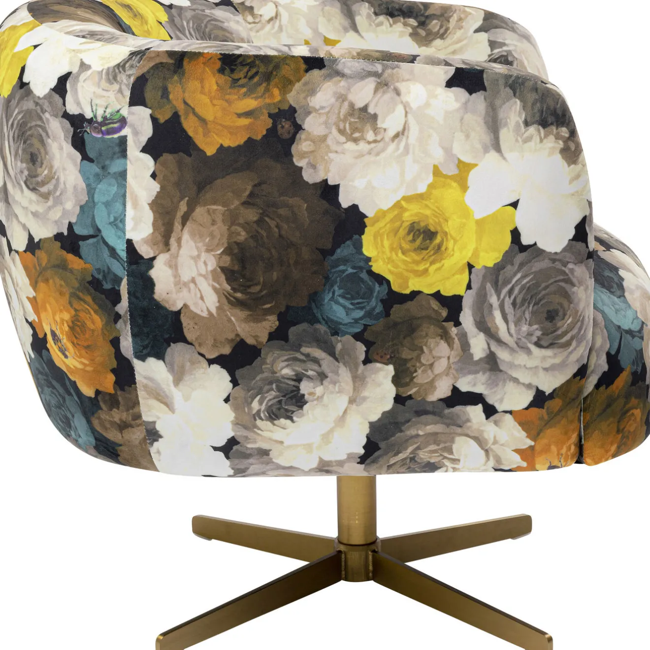 KARE Design Fauteuils Pivotants|Fauteuil Pivotant Peony Flower Jaune