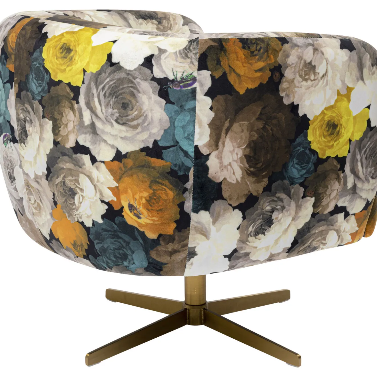 KARE Design Fauteuils Pivotants|Fauteuil Pivotant Peony Flower Jaune